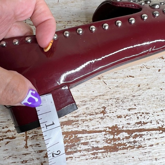 Halogen Genuine Leather Maroon Studded Loafers Size 7.5M - Picture 9 of 10